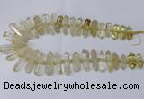 CNG2150 15.5 inches 8*25mm - 10*40mm faceted nuggets lemon quartz beads