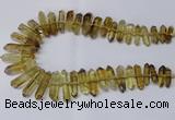 CNG2153 15.5 inches 8*25mm - 10*40mm faceted nuggets lemon quartz beads