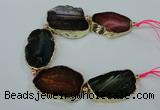 CNG2175 8 inches 30*40mm - 35*45mm freeform agate beads with brass setting