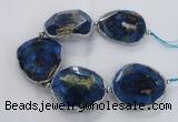 CNG2179 8 inches 40*45mm - 45*50mm freeform agate beads with brass setting