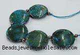 CNG2194 7.5 inches 35mm flat round agate beads with brass setting