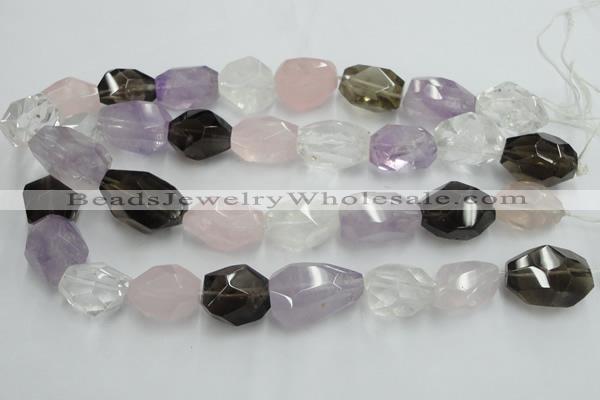 CNG236 15.5 inches 15*22mm – 18*25mm faceted nuggets mixed quartz beads