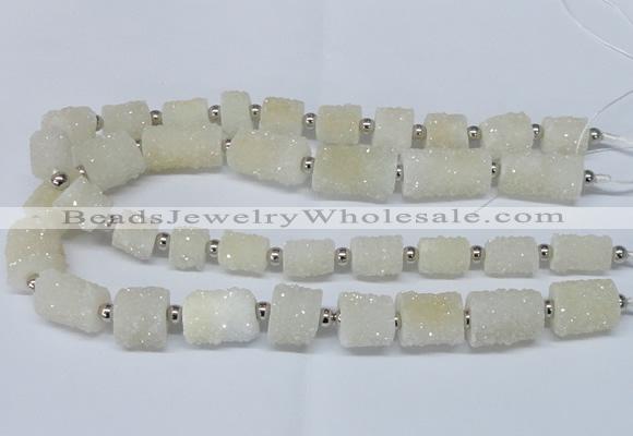 CNG2430 15.5 inches 11*14mm - 14*20mm tube druzy quartz beads