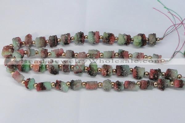 CNG2546 8*12mm – 13*18mm tube druzy quartz beads wholesale