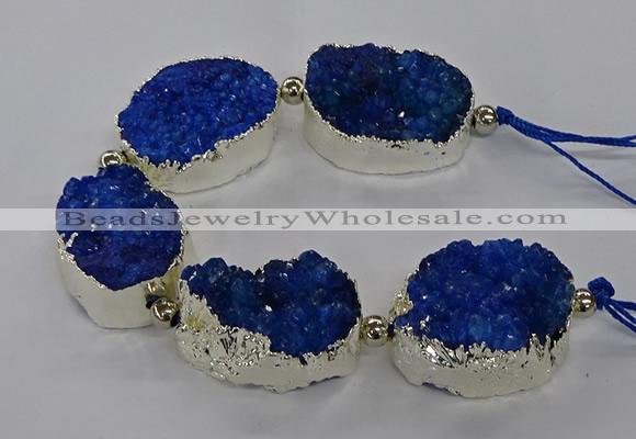 CNG2602 7.5 inches 25*35mm - 30*40mm freeform druzy agate beads