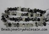 CNG2716 10*14mm - 13*18mm faceted nuggets black rutilated quartz beads