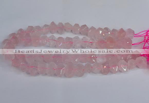 CNG2827 15.5 inches 10*14mm - 13*18mm faceted nuggets rose quartz beads