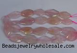 CNG2839 20*30mm - 22*35mm twisted & faceted freeform rose quartz beads