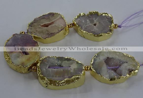 CNG2866 8 inches 35*40mm - 40*50mm freeform druzy agate beads