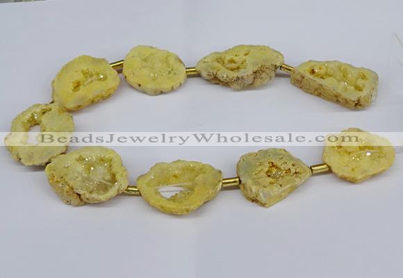 CNG2889 15.5 inches 25*30mm - 30*35mm freeform plated druzy agate beads