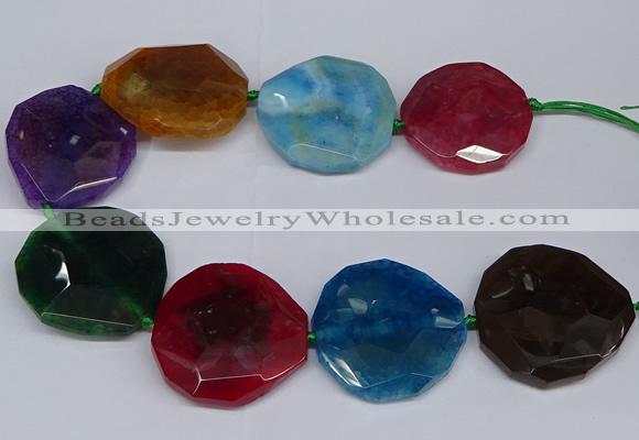 CNG2963 15.5 inches 42*45mm - 45*50mm faceted freeform agate beads