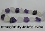 CNG3006 15*20mm - 22*30mm nuggets amethyst & white crystal beads