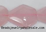 CNG301 15.5 inches 25*35mm faceted nuggets rose quartz beads