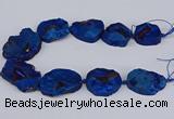 CNG3093 15.5 inches 25*30mm - 35*50mm freeform plated druzy agate beads