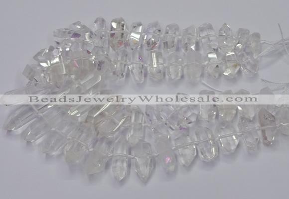 CNG3200 10*25mm - 12*45mm faceted nuggets white crystal beads