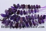 CNG3202 15.5 inches 10*25mm - 12*45mm faceted nuggets amethyst beads