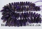 CNG3219 15.5 inches 10*25mm - 12*50mm faceted nuggets matte amethyst beads