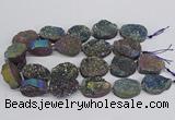 CNG3276 22*30mm - 30*40mm freeform plated druzy agate beads