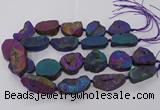 CNG3286 25*30mm - 28*45mm freeform plated druzy agate beads