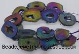 CNG3297 40*45mm - 45*55mm freeform plated druzy agate beads