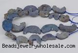 CNG3309 20*30mm - 30*45mm freeform plated druzy agate beads