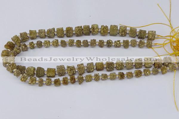 CNG3337 15.5 inches 6*8mm - 10*14mm nuggets plated druzy agate beads