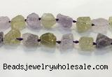 CNG3575 18*20mm - 25*30mm nuggets rough amethyst & lemon quartz beads