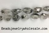 CNG3585 15*25mm - 20*30mm faceted nuggets black rutilated quartz beads