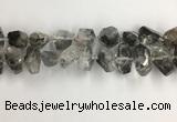 CNG3586 15*20mm - 15*30mm faceted nuggets black rutilated quartz beads