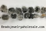 CNG3587 15*20mm - 18*25mm nuggets black & white rutilated quartz beads