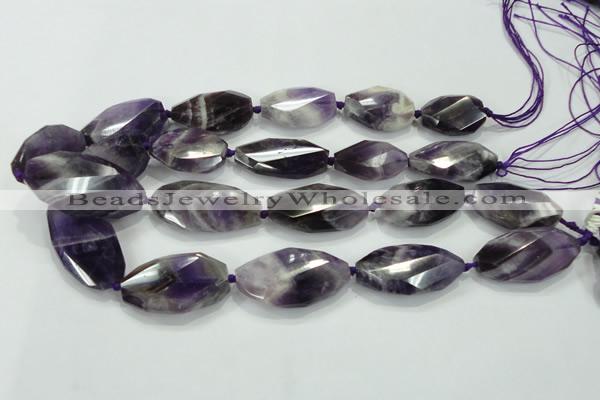 CNG483 15.5 inches 20*32mm twisted & faceted nuggets amethyst beads