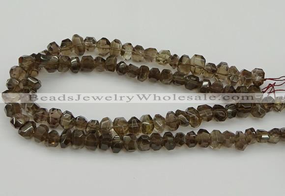 CNG5028 15.5 inches 6*9mm - 10*15mm faceted nuggets smoky quartz beads