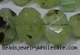 CNG5135 15*18mm - 15*20mm faceted freeform green rutilated quartz beads