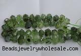 CNG5202 12*16mm - 15*20mm faceted nuggets green rutilated quartz beads