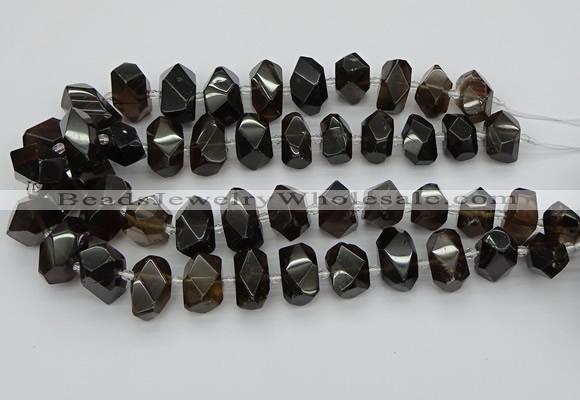 CNG5215 15.5 inches 12*16mm - 15*20mm faceted nuggets smoky quartz beads