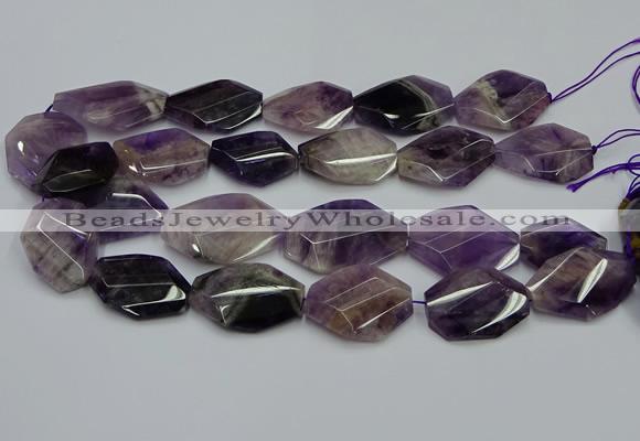 CNG5264 20*30mm - 22*35mm faceted freeform dogtooth amethyst beads