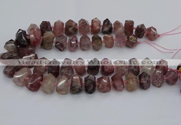 CNG5274 12*16mm - 15*20mm faceted nuggets strawberry quartz beads