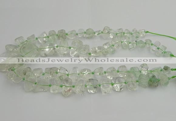 CNG5308 15.5 inches 8*15mm - 15*25mm nuggets green phantom quartz beads