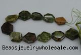 CNG5314 15.5 inches 20*30mm - 35*45mm freeform green garnet beads