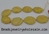 CNG5315 15.5 inches 25*35mm - 35*45mm freeform yellow jade beads