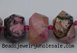 CNG5326 15.5 inches 12*16mm - 15*20mm faceted nuggets rhodonite beads