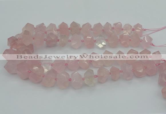 CNG5367 15.5 inches 12*16mm - 15*20mm faceted nuggets rose quartz beads