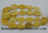 CNG5405 15.5 inches 20*30mm - 35*45mm faceted freeform yellow jade beads