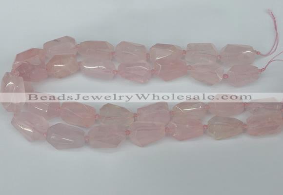 CNG5444 12*16mm - 15*25mm faceted nuggets rose quartz beads