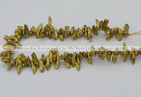 CNG5462 15.5 inches 6*10mm - 8*20mm nuggets plated quartz beads