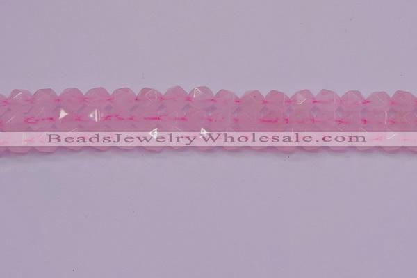 CNG5483 15.5 inches 10mm faceted nuggets rose quartz beads