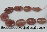 CNG5515 20*30mm - 35*45mm faceted freeform strawberry quartz beads