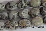 CNG557 15.5 inches 10*14mm nuggets grey picture jasper beads