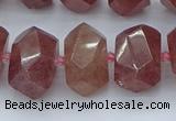 CNG5584 12*16mm - 15*20mm faceted nuggets strawberry quartz beads