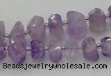 CNG5601 6*16mm - 8*18mm faceted nuggets lavender amethyst beads